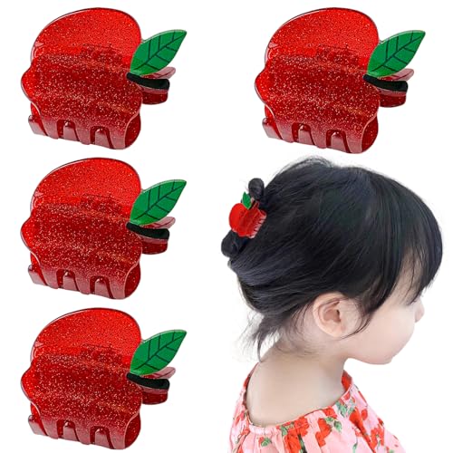 4 pinzas para el cabello con diseño de manzana roja miniatura 1