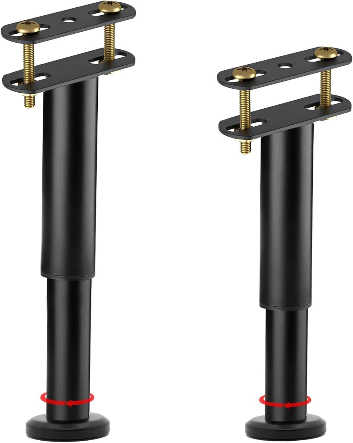 Binmiza 2 Pcs Adjustable Bed Legs, (25-42 cm) Heavy Duty Furniture Legs, Metal Table Leg, Center Support Leg for Furniture, Sofa Cabinet Desk, Replacement Adjustable Feet(Black)
