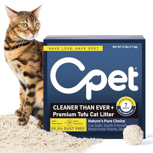 OPET Tofu Cat Litter with Odor Control, 17 lb Clumping Cat Litter, Ultra Absorbent, 100% Natural Ingredients, Flushable| Dust Free| Low Tracking (Fresh, 17 lb)