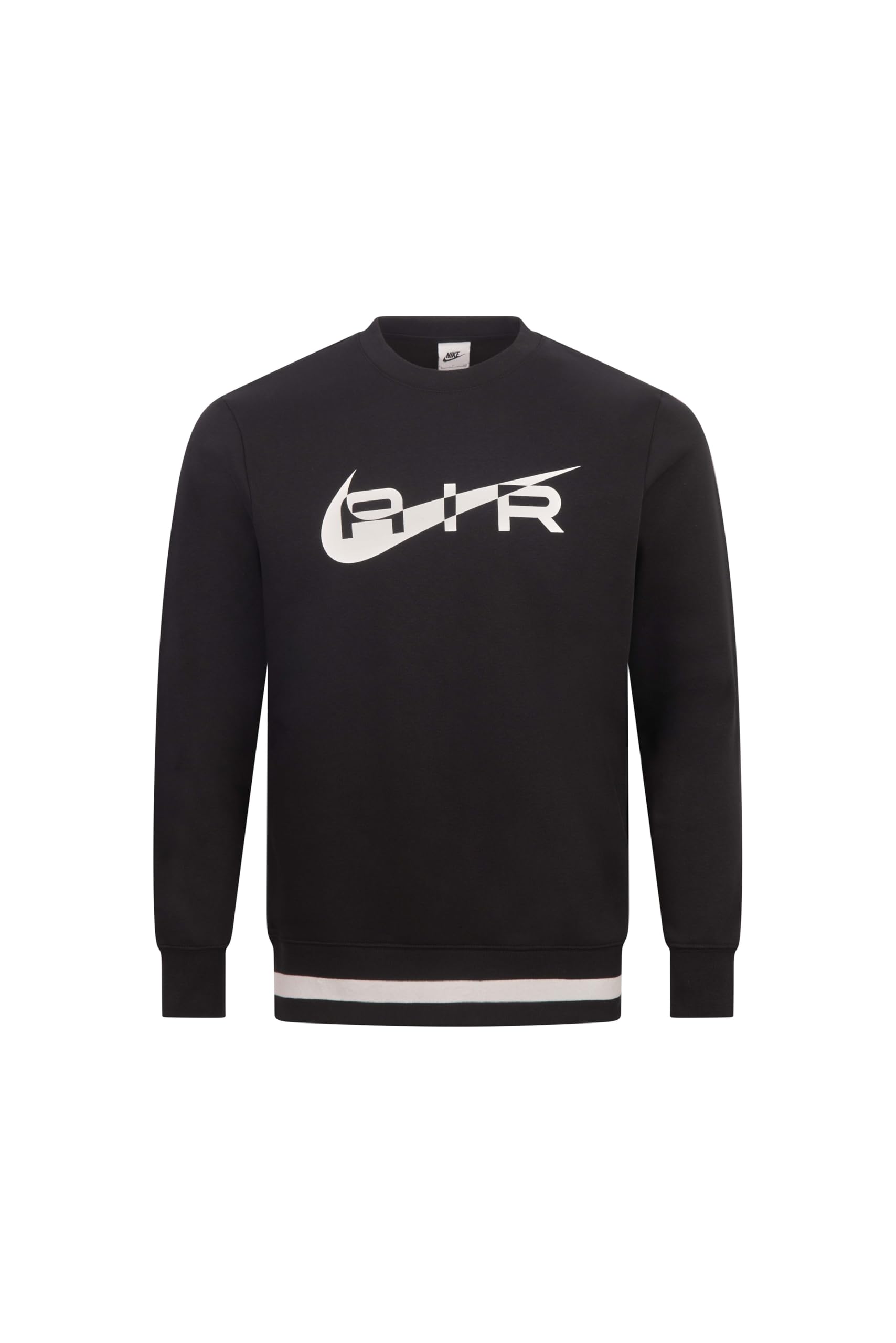 Nike Unisex Black/ White Air Mens Sweatshirt Swoosh Crew Neck Fleece Lined Top Fn7692 (Uk, Alpha, Xl, Regular, Regular, /White)