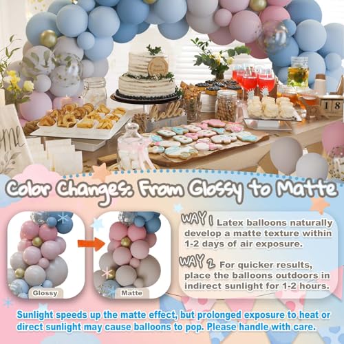 Image of 158pcs Gender Reveal Balloons Arch Kit, Dusty Pink Blue Gold Sand White for Gender Reveal Boho Bridal Bear Birthday Party Supplies Boy or Girl Baby Shower Decorations (Pack of 2)