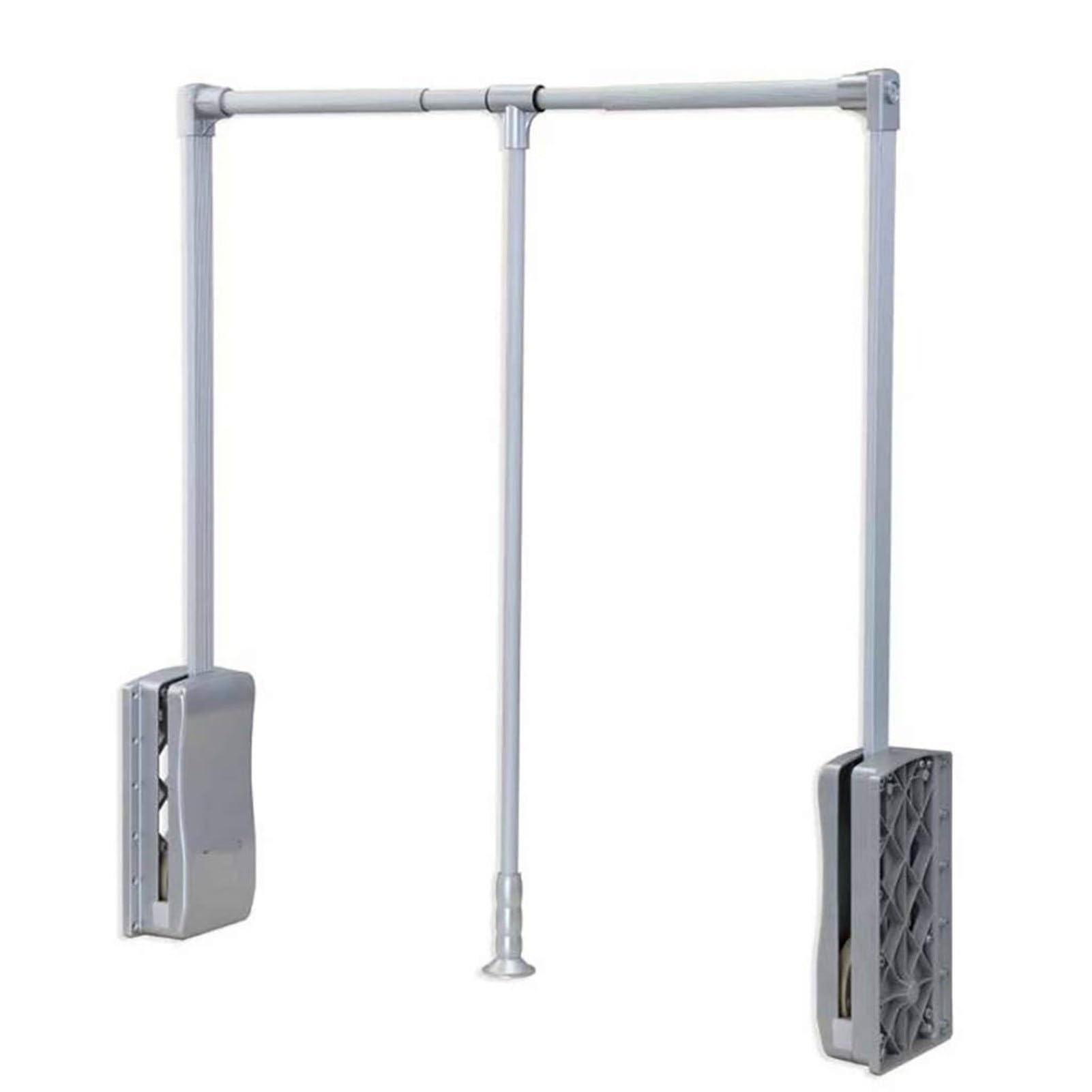 HTTGDGDH Extendable Aluminum Wardrobe Closet Rod - Adjustable Lift/Pull Down Clothes Rail, Soft Return Damping Hanger, 30Kg Capacity, Fits 660-890Mm Spaces,660-890mm