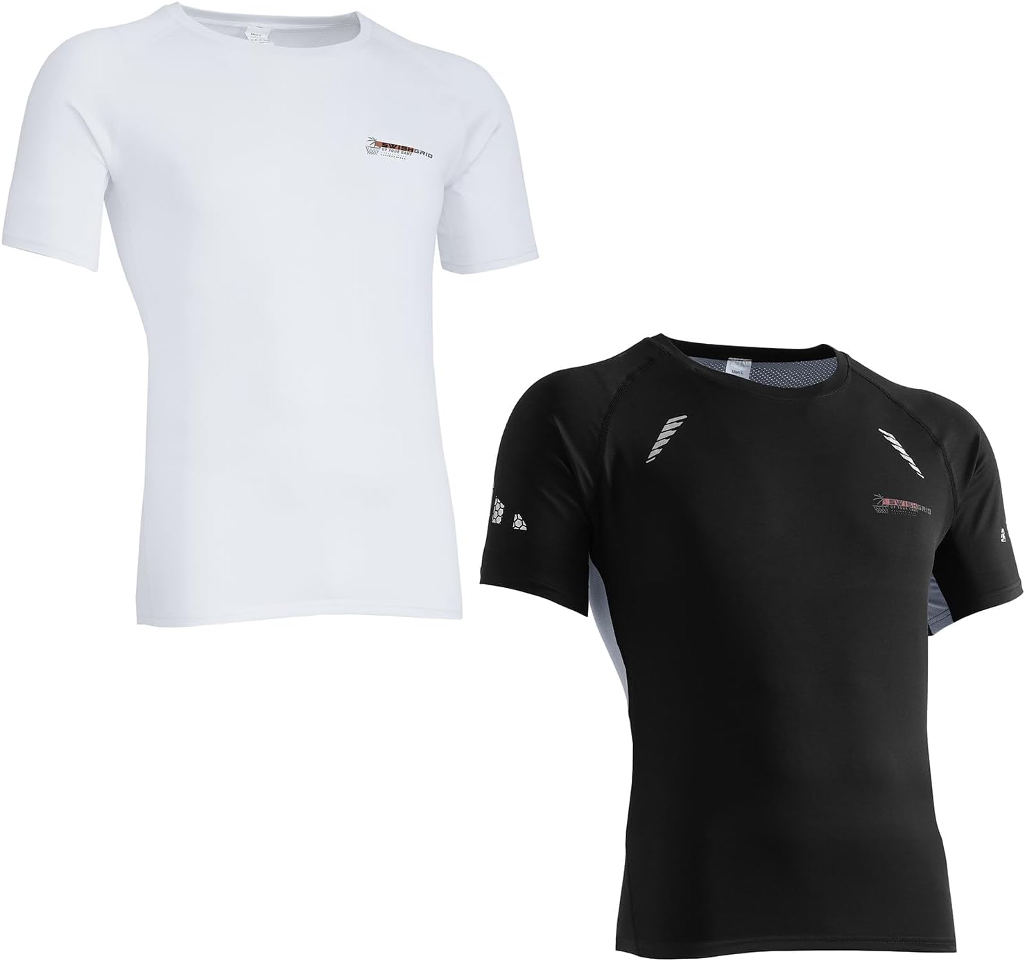 SwishGrid 2-Pack Workout Compression Shirts for Men - Short Sleeve Rash Guard Athletic Undershirt Gear T-Shirt for Sports