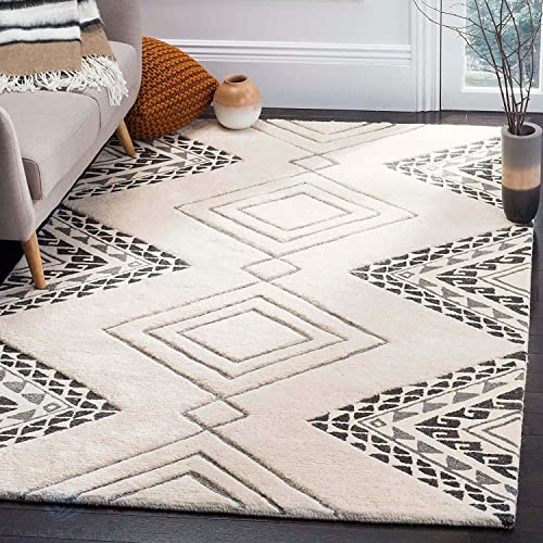Image of Modern Handmade Woolen Carpet for Living Room Bedroom and Hall Size 9 x 12 Feet Color Multi