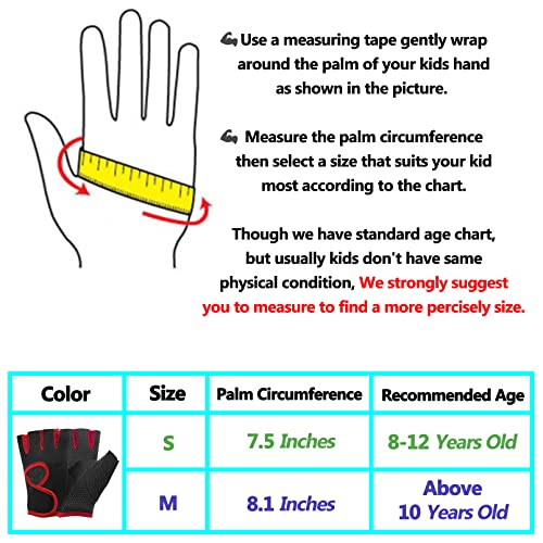 Luwint Kids Fingerless Workout Gloves - Anti-Slip Fitness Mitten For Children Cycling Yoga Weightlifting, 1 Pair #TOP4