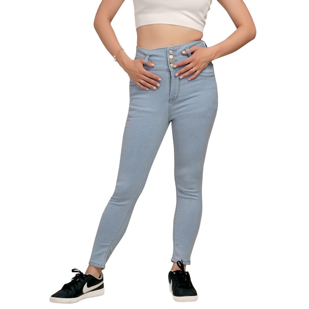 me queen Women's Super Skinny Fit Stretchable Jeans with Four Fly Button Detail for a Sleek, Sculpted Look – Comfortable, Trendy Day Wear.-picture-17