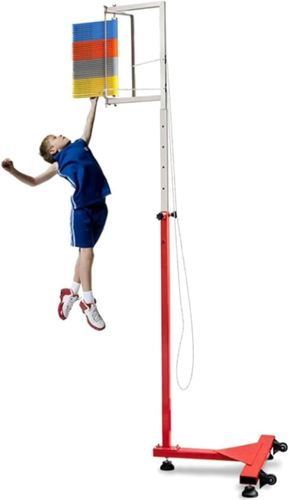 Herramienta De Medición De Salto Vertical, Poste De Salto Vertical Deportivo De Piso, Equipo De Entrenamiento De Prueba De Salto Vertical De Altura Ajustable con Paletas Coloridas Y Base~/