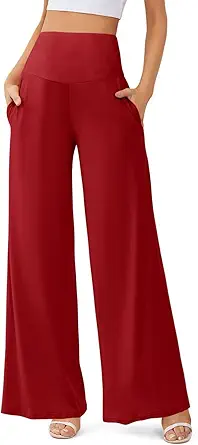 JZC Women's Palazzo Lounge Pants Casual Wide Leg Pants High Waist Flowy Toursers with Pockets