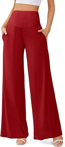 JZC Women's Palazzo Lounge Pants Casual Wide Leg Pants High Waist Flowy Toursers with Pockets