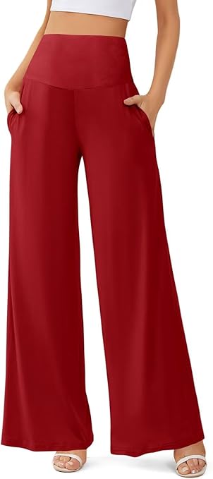 JZC Women's Palazzo Lounge Pants Casual Wide Leg Pants High Waist Flowy Toursers with Pockets