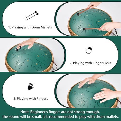 image for Lidguni Steel Tongue Drum - 14 Inch 15 Note Tongue Drum - Hand Pan Dru