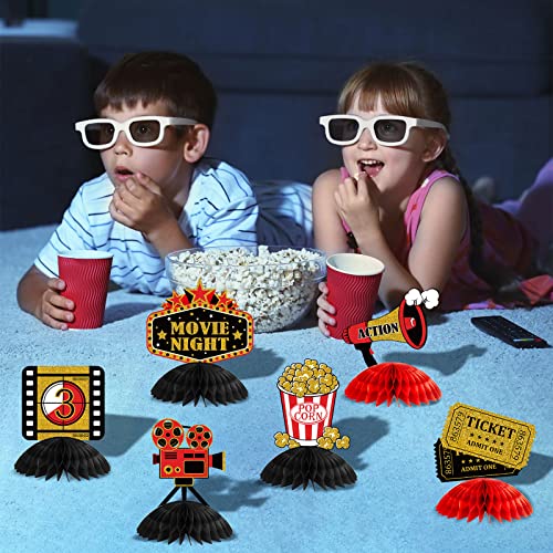 Pajean 12 Pieces Movie Centerpiece Night Party Decorations Centerpieces For Table Theater Honeycomb Ticket Popcorn Star Topper Birthday 3D Favor Supplies #TOP5