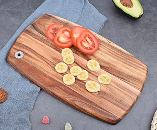 EVNSIX Acacia Wood Cutting Board, Wooden Chopping Board,Charcuterie Board for Cheese/Meat/ Bread/ Vegetables/ Fruits/Pizza Serving Kitchen Decorative Dining Room (13”x 8 ”)