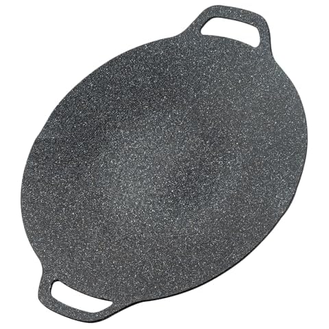 MAXCOOK Korean Grill Pan with Non Stick BBQ Griddle 11 inch Round 6-Layer Coating Compatible for Induction Gas Stove Cover