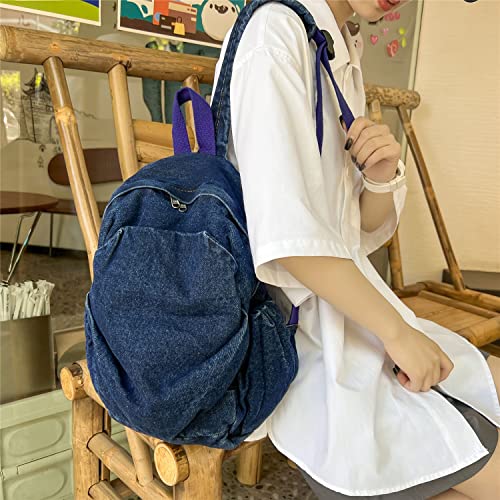 Image of MaxxCloud Vintage Denim Laptop Backpack Casual Canvas Daypack Handbag Purse Lightweight Rucksack Shoulder Bag