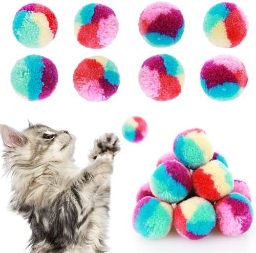 Amaxiu 20pcs Cat Ball Toys with 3cm Colorful Pompom Balls for Cat...
