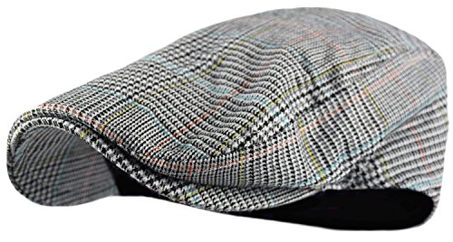 Image of Wonderful Fashion Men's Classic Herringbone Tweed Wool Blend Newsboy Ivy Hat (Large /X-Large, Charcoal)