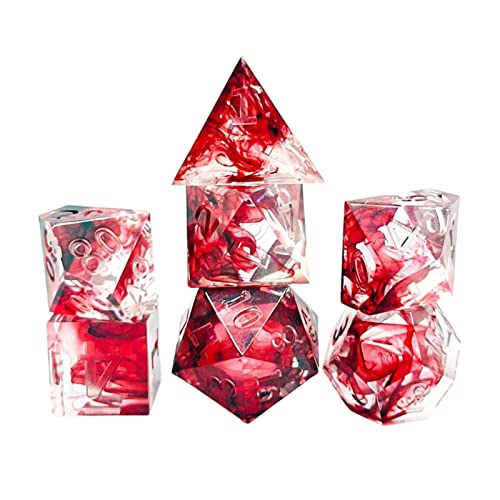 7 dados poliédricos de cristal RPG efecto de sangre para juegos de cartas RPG dados números transparentes