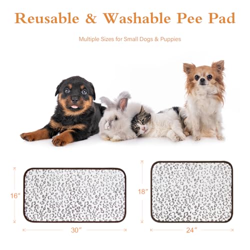 Image of Qeils Reusable Puppy Pads, 2 Pack Washable Pee Pads for Dogs, Waterproof Non Slip Wee Wee pad, Absorbent and Leakproof Training Mats for Potty, Crate, Playpen, Bed, Sofa, 16 inchx 30 inch