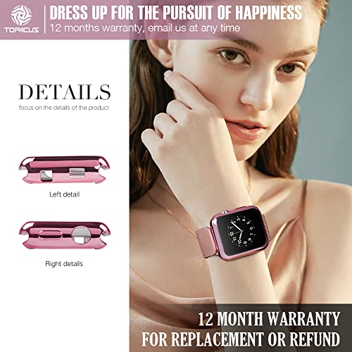Top4Cus Environmental Anti-Scratch Soft Tpu Lightweight 42Mm Iwatch Case All-Around Protective Screen Protector Compatible With Apple Watch Series 8/7 Series 6/Se/5/4 Series 3/2/1-42Mm, Rose Gold #TOP2