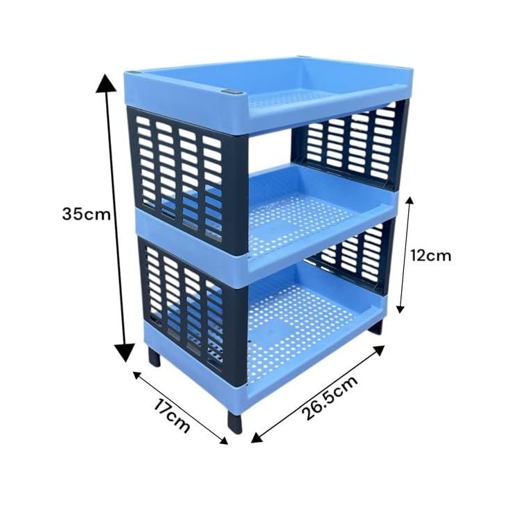 Image of C.S.M CSM 3-Tier Plastic Storage Rack, Blue