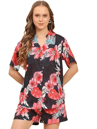 Trendy Queen Women's Cotton Floral Co-ord Set Pack of 2 (SD755_KB-L_Red_L)