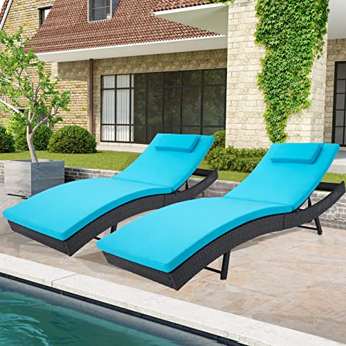 Incbruce Patio Chaise Lounge Chairs Set, Outdoor Reclining Chaise With Adjustable Backrest, Pe Rattan Steel Frame Pool Lounge Chairs Of 2 #TOP5