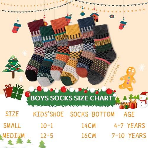 Comfoex Kids Wool Winter Socks - Warm Thermal Cozy Soft Thick Crew Socks 4-10 Years Old for Boys & Girls - 6 Pairs2