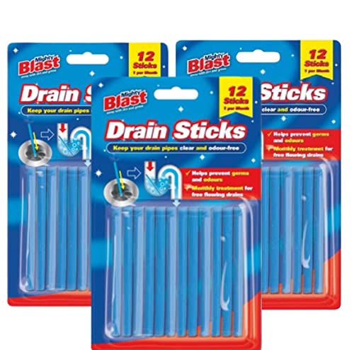 Commercial Strength Drain Sticks Pack of 36 Enzyme Drain Cleaner for Sinks Basins Bathtubs. Powerful Enzymatic Cleaner Prevents Blockages and Bad Odour | Perfect for Grease Fat Food Residue.
