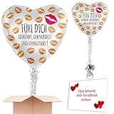 "Fühl Dich gedrückt" Heliumballon inkl. Heliumfüllung, Schmuckbänder, Gewicht und Karte mit Wunschtext als Geschenk oder an Wuschadresse senden