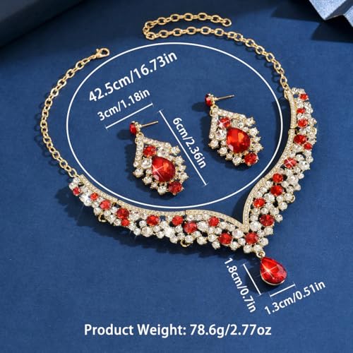 Image of Shning Diva Fashion Stylish Crystal Jewelllery Set for Women | Statement Necklace with Matching Teardrop Earrings | Luxury Elegant Wedding Party Choker Jewelry
