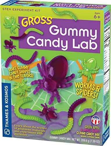 Gross Gummy Candy Lab – Worms & Spiders! Sweet Science STEM Experiment Kit, Make Your Own Plant-Based Gummy Candies in Cool Shapes & Colors | Learn Chemistry | Looks Gross, Tastes Great