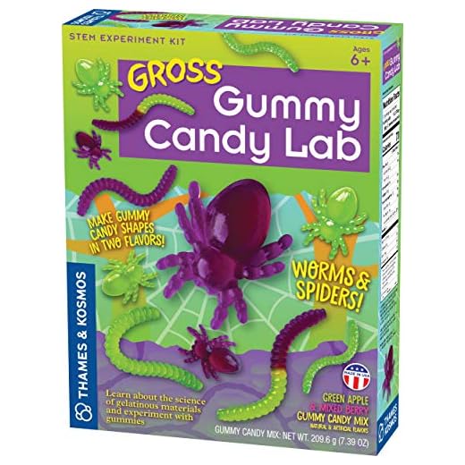 Gross Gummy Candy Lab - Worms & Spiders! Sweet Science STEM Experiment Kit, Make Your Own Plant-Based Gummy Candies in Cool Shapes & Colors | Learn Chemistry | Looks Gross, Tastes Great