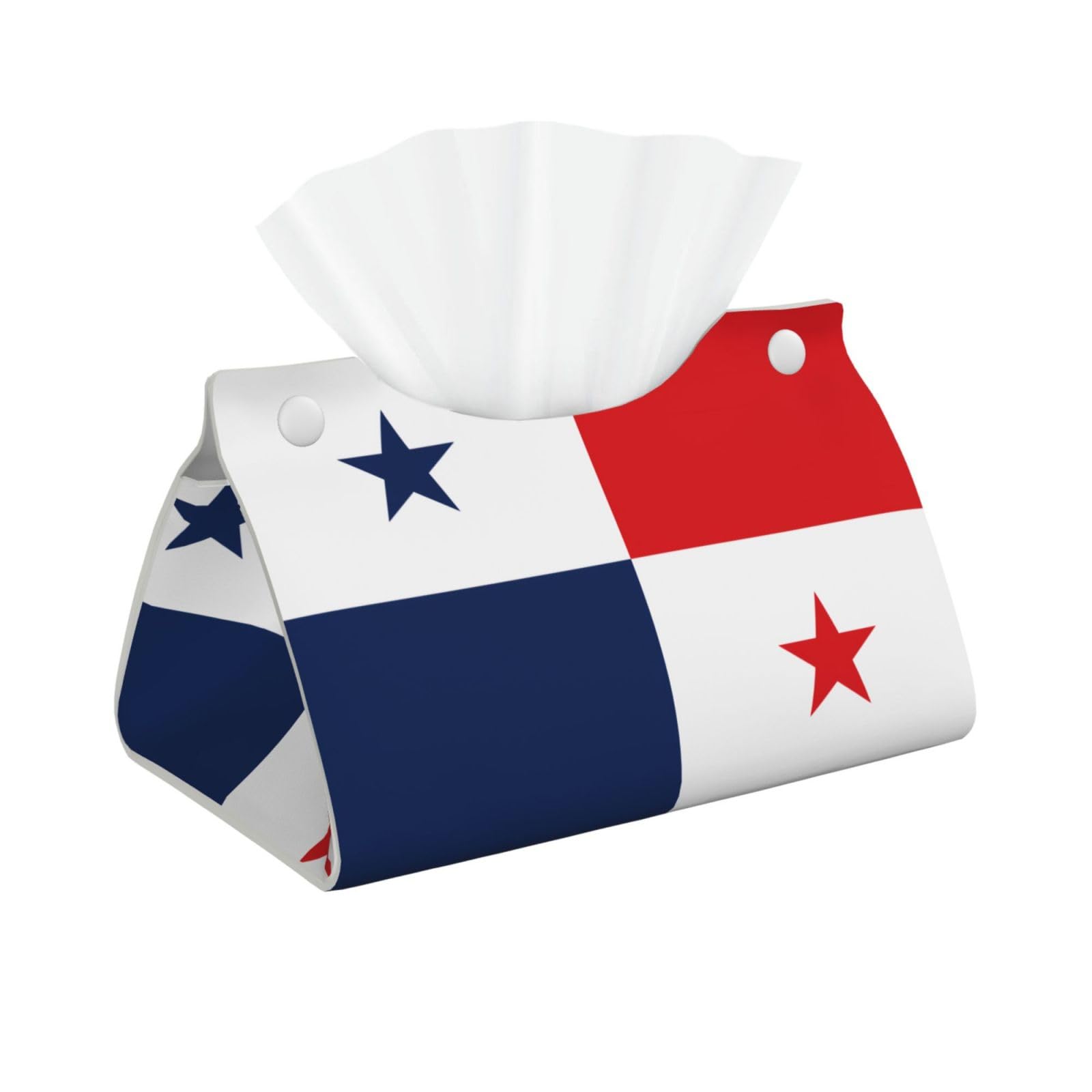 Flag of Panama Print Long Tissue Box Cover Holder Foldable Leather Organizer for Vanity, Nightstand, Desk & Bathroom