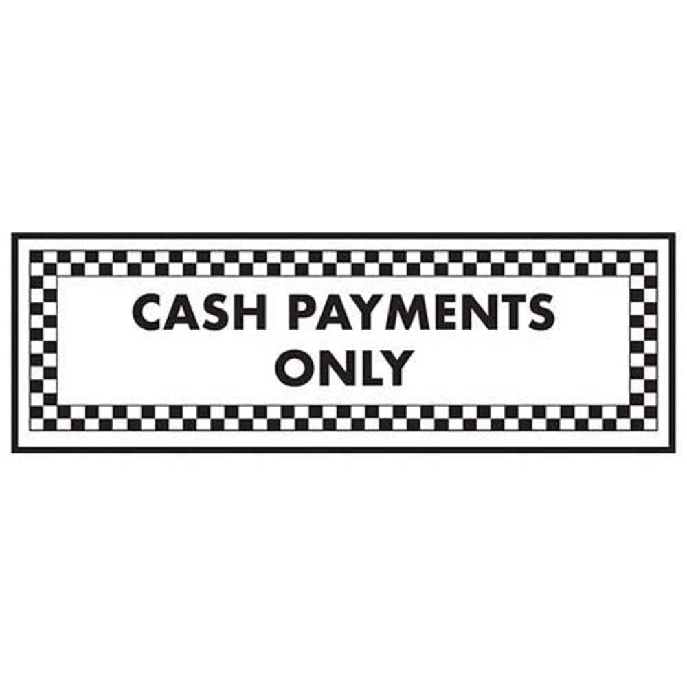 Vsafety Black V Safety Cash Payments Only Sign - 200Mm X 80Mm - Window Sticker