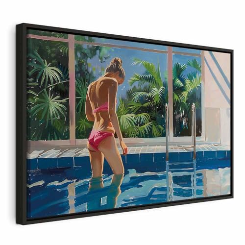 murando - Acoustic Canvas Wall Art Summer Vibes 90x60 cm/36x24 1 piece - Picture With Acoustic Foam Sound Absorption Print Image Artwork Room Acoustics Soundproofing - Woman Pool h-H-10076-b-a