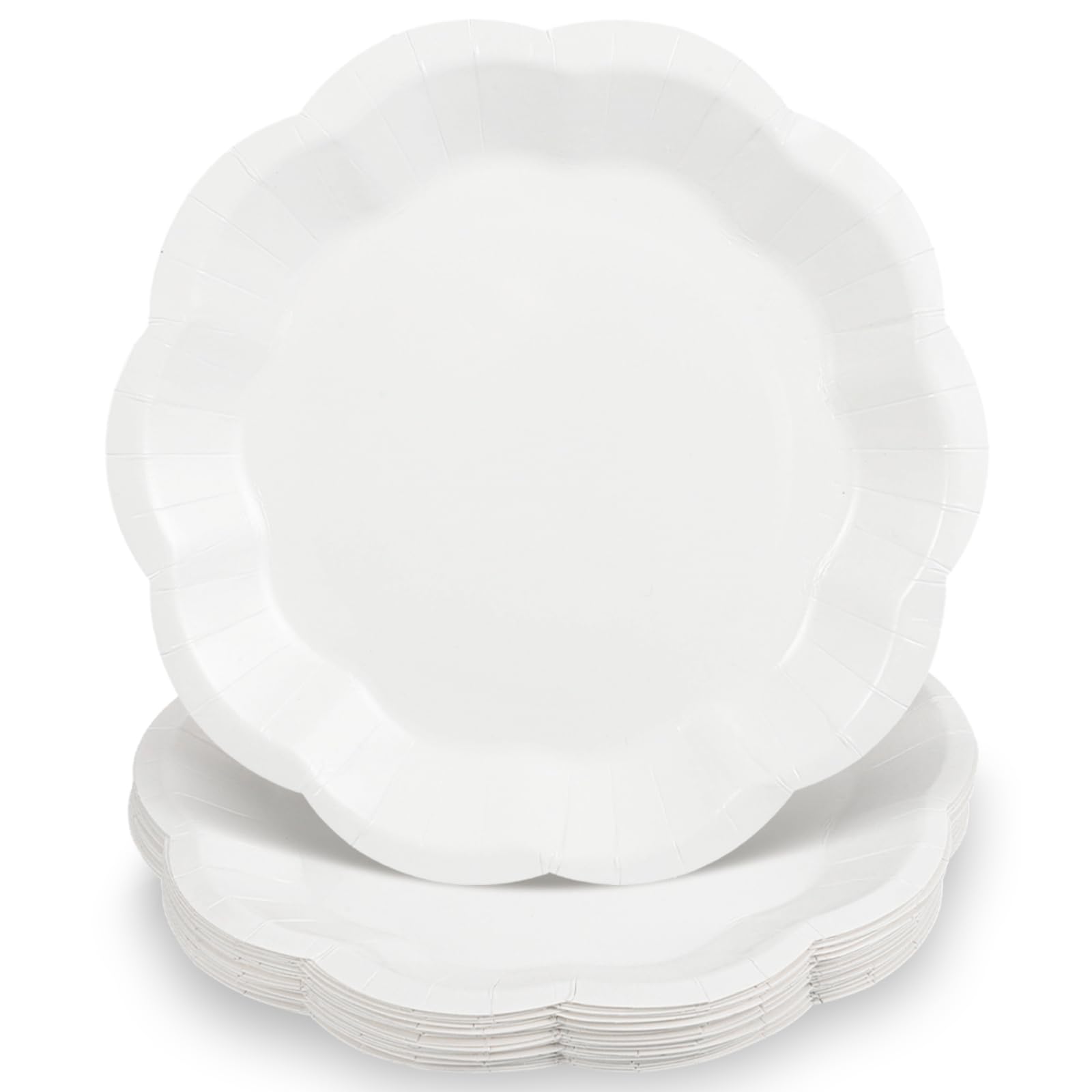 NatNarr 30 Pcs White Paper Plates, 9 Inch Scalloped Paper Plates Disposable