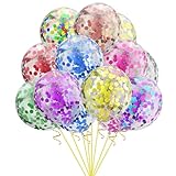Gleemix 20 Stück Mehrfarbiger Konfetti Luftballons Bunt, 12 Zoll Latex Konfetti Bunte Luftballons Geburtstag, Pailletten Helium Ballons Bunt für Geburtstagsdeko Hochzeiten Jubiläen Babyparty Feiern