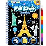 Easy-to-Use Easter Foil Art Craft Kit:This foil art kit includes 80 coloring foil paper, 16 foil cards, one 8--color crayon and 16 coloring cards– an ideal filler for toddlers & kids! No glue, no mess, just peel & press to create Eiffel Tower，Statue ...