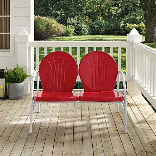 Crosley Furniture Griffith Metal Outdoor Loveseat, Red #TOP6