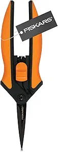 Fiskars Micro-Tip Pruning Snips - 6" Garden Shears with Sharp Precision-Ground Non-Stick Coated Stainless Steel Blade - Gardening Tool Scissors with SoftGrip Handle
