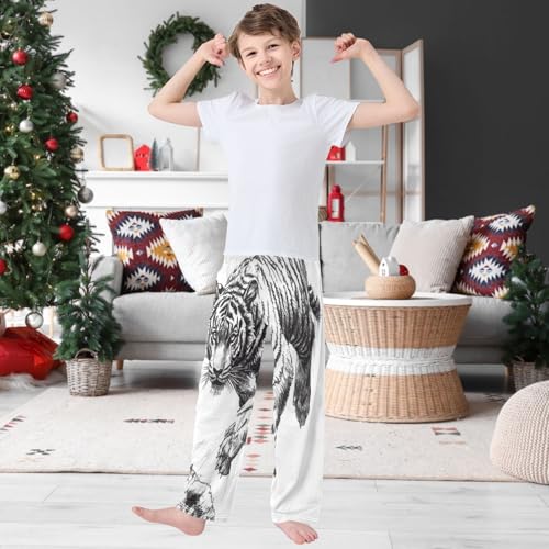 Boy's Pants Tiger Climbing Down Jogger Pants Elastic Waist Long Bottoms Trousers with Pockets 6-14 Years2