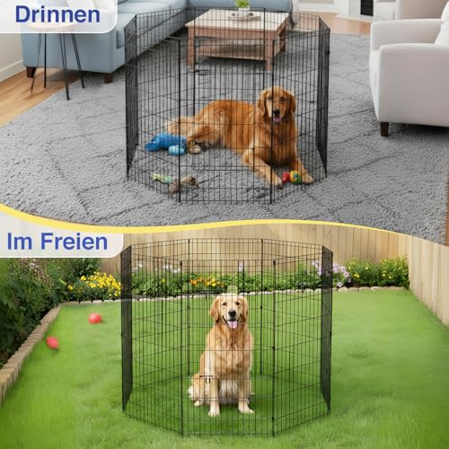 FDW 48 Inch Dog Pen 8 Panel Dog Playpen Indoor Outdoor Metal Puppy Pet Fence Portable Folding Animal Exercise Fence,Black by FDW - Image 4