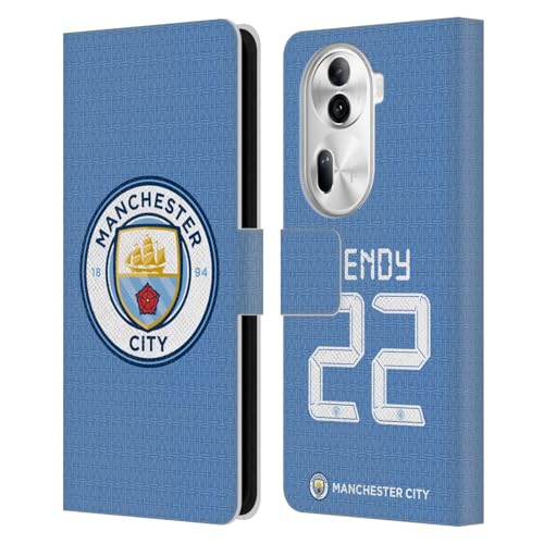 Head Case Designs Officially Licensed Manchester City Man City FC Benjamin Mendy 2021/22 Players Home Kit Group 2 Leather Wallet Case Compatible with Oppo Reno11