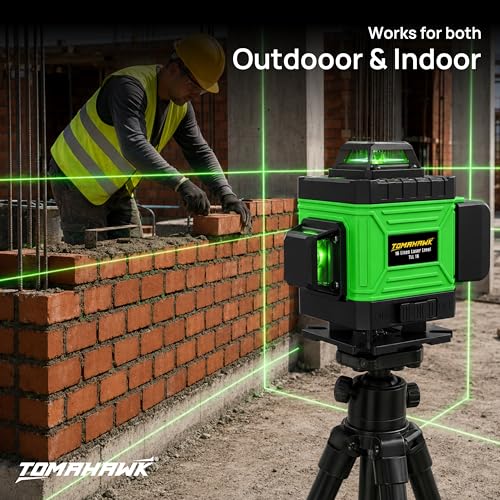 Image of TOMAHAWK 16 Lines Green Laser Level Pro, 4x360 4D Green Cross Line Professional Laser for Construction with Two 360 Vertical /Horizontal Level Pulse Mode and Remote Controller Laser Level Machine