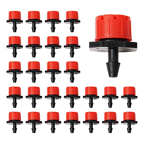 lonzsw 120pcs Adjustable Irrigation Drippers Sprinklers, 1 4 Inch Universal Barbed Drip Emitter Micro Drip Irrigation Sprinklers Premium Drippers for Drip Irrigation