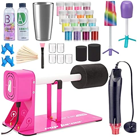 LFSUM Cup Turner for Crafts Tumbler,Tumbler Cup Spinner,Glitter Powder,Epoxy Resin kit for Tumblers for Beginners with Epoxy and Heat Gun (Pink) Cover