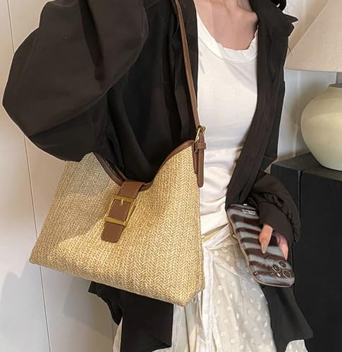 Straw Shoulder Bag Straw Beach Bags For Women Tote Bag For Travel Rattan Purses Summer Casual Handwoven Travel Handbags 20252