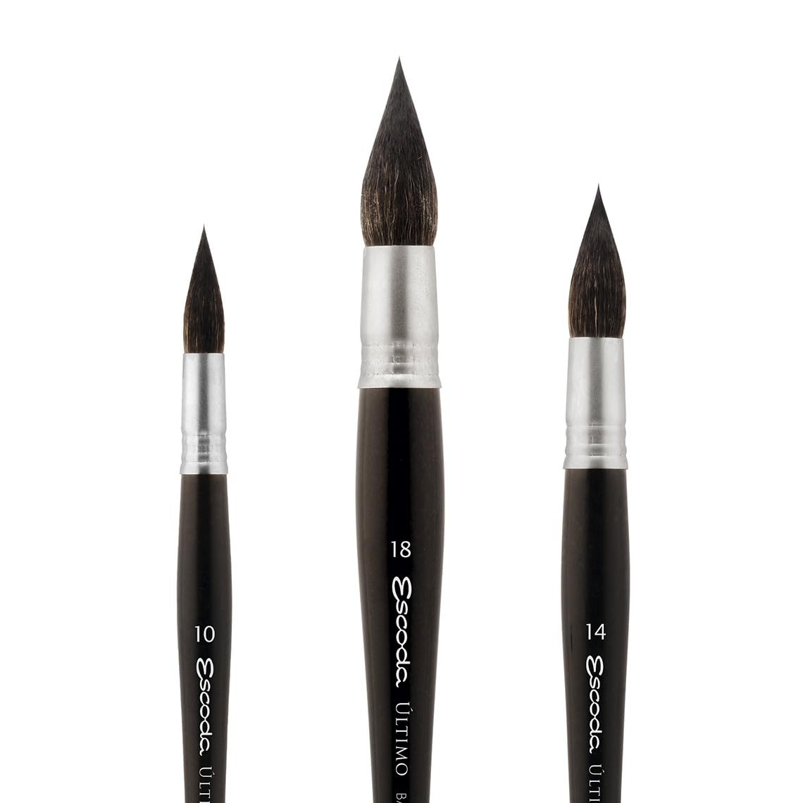 ESCODA Set 3 Pennelli Acquerello - N.10,14,18 Tondo Piuma Fibra Sintetica Petit Gris Set #1 Fabio Cembranelli Serie Ultimo Professionale Fatto a Mano a Barcellona.