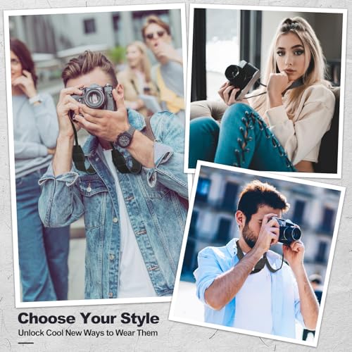 Image of Universal Camera Strap - Camera Neck Strap, Adjustable Shoulder Straps Compatible with Canon, Fujifilm, Nikon, Olympus, Panasonic and other SLR and mirrorless cameras - Black